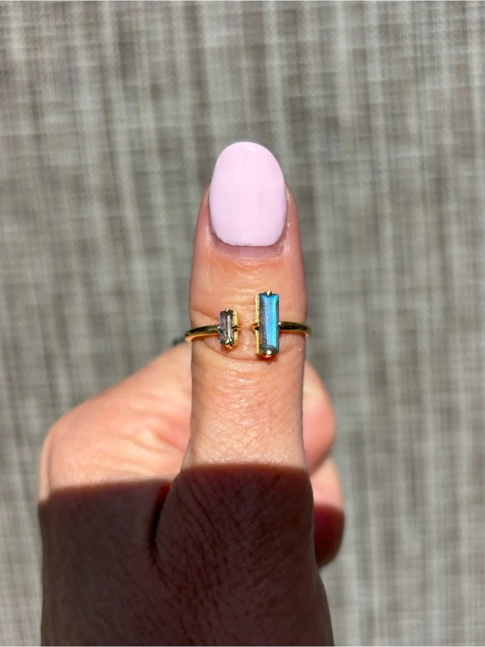 Gold plated double labradorite ring Size 8